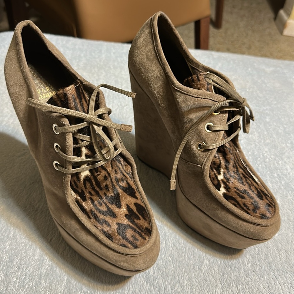 Stuart Weitzman Brown Wedges chunky Shoes - Picture 3 of 14